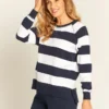 Goondiwindi Cotton Womens Stripe Rugby Sweatshirt -Scotch & Soda Sales Shop 3262 2WhiteNavyA