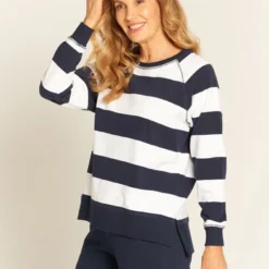 Goondiwindi Cotton Womens Stripe Rugby Sweatshirt