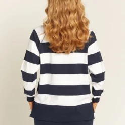 Goondiwindi Cotton Womens Stripe Rugby Sweatshirt -Scotch & Soda Sales Shop 3262 2WhiteNavyC