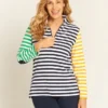 Goondiwindi Cotton Womens Multi Stripe Zip Rugby