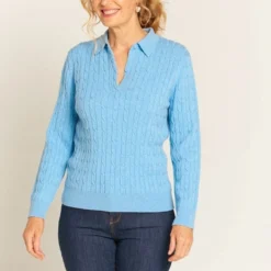 Goondiwindi Cotton Womens Cable Knit Jumper -Scotch & Soda Sales Shop 8172MBlueGlacierA