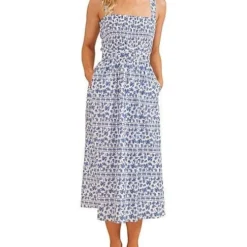 Minkpink Ithica Midi Dress - Blue/White
