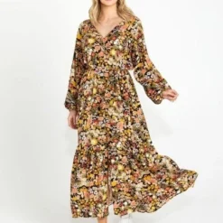 Sass Womens Brigitte Balloon Sleeve Maxi Dress