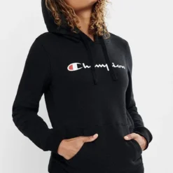Champion Womens CH Script Hoodie -Scotch & Soda Sales Shop cwg4n blk 1