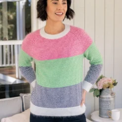 See Saw Womens Angora Blend Multi Stripe Sweater